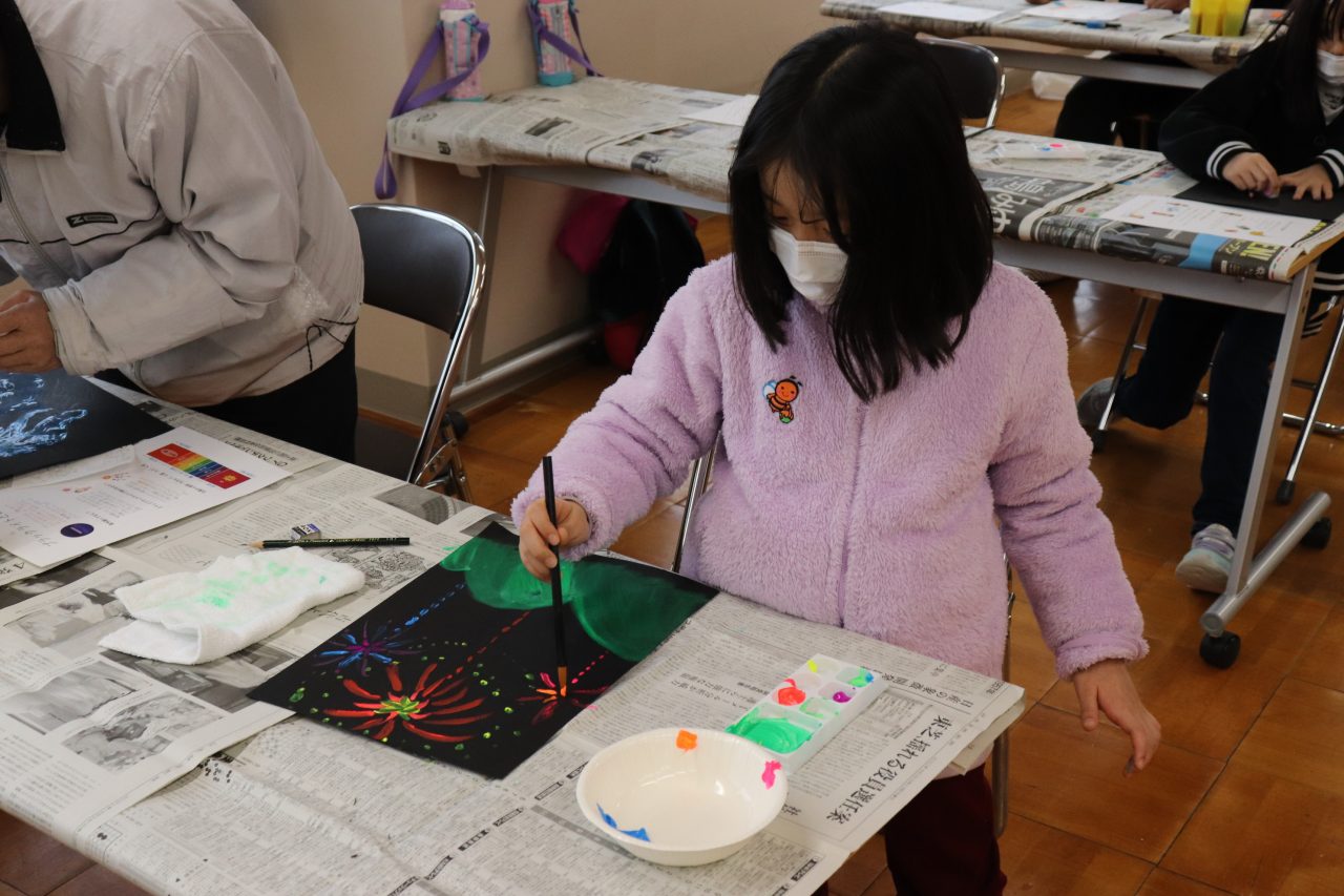 写真2：ブラックライトで光る絵を描こう